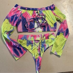 Pretty Good Pink and Blue Bikini Set High-Cut Design